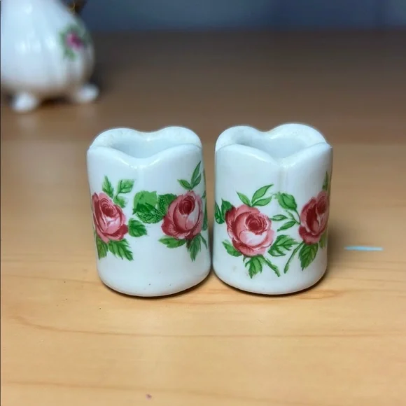 Vintage Mini Creamer and Sugar Bowl with Lid AND candle holders - Picture 6 of 12